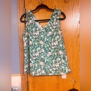 NWT green floral sleeveless blouse